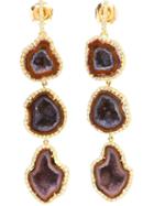 Kimberly Mcdonald 18kt Gold, Diamond And Geode Earrings, Women's, Pink/purple
