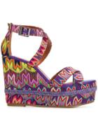 Missoni Embroidered Wedged Sandals - Pink