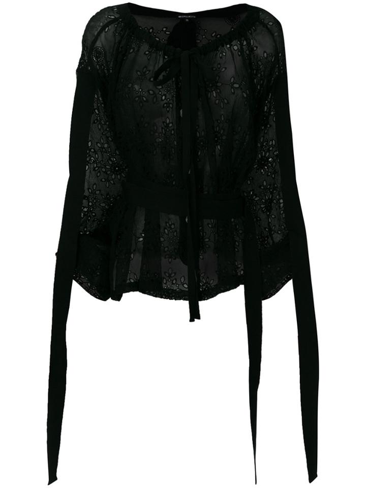 Ann Demeulemeester Handembroidered Belted Blouse - Black