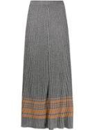 Sandro Paris Shimmer Pleated Midi Skirt - Silver