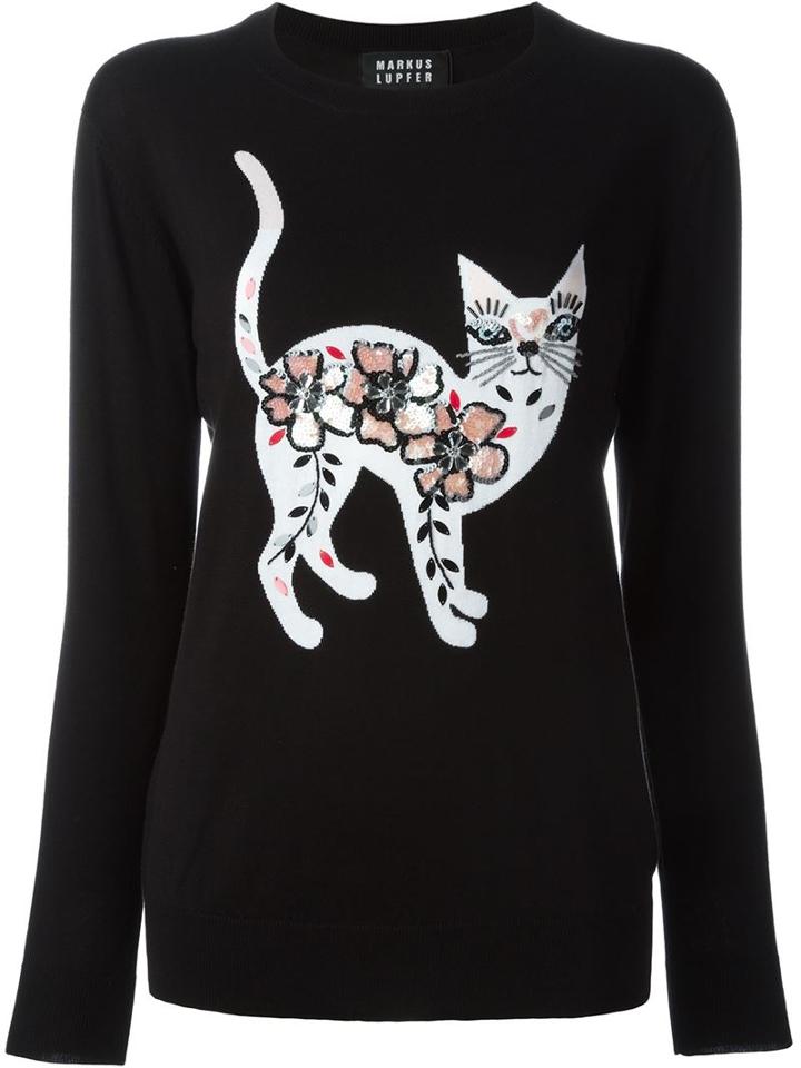 Markus Lupfer Embellished Cat Sweater