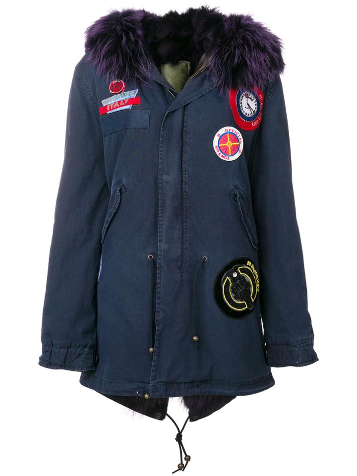 Mr & Mrs Italy Multi-patches Midi Parka - Blue
