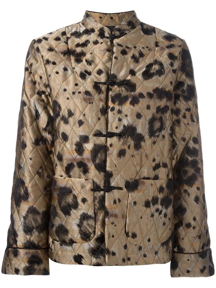 For Restless Sleepers Animal Print Jacket, Women's, Size: Large, Nude/neutrals, Polyester/silk
