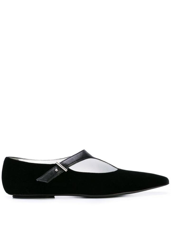 Rosetta Getty Asymmetric Strap Ballerina Shoes - Black
