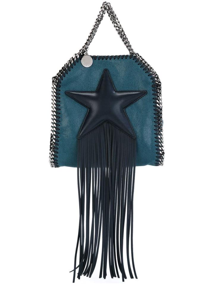 Stella Mccartney Tiny 'falabella Fringed Star' Tote, Women's, Blue