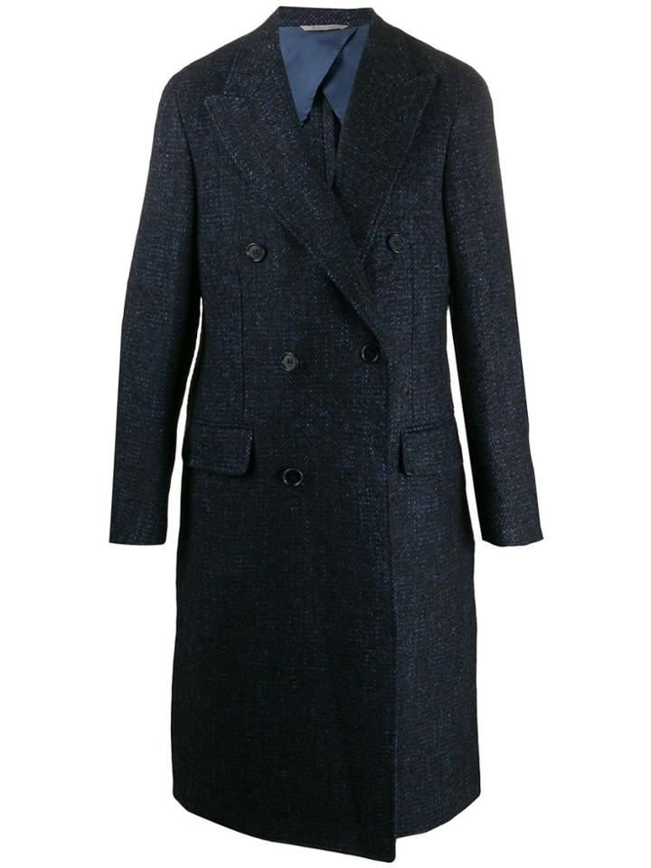 Canali Double-breasted Midi Coat - Blue
