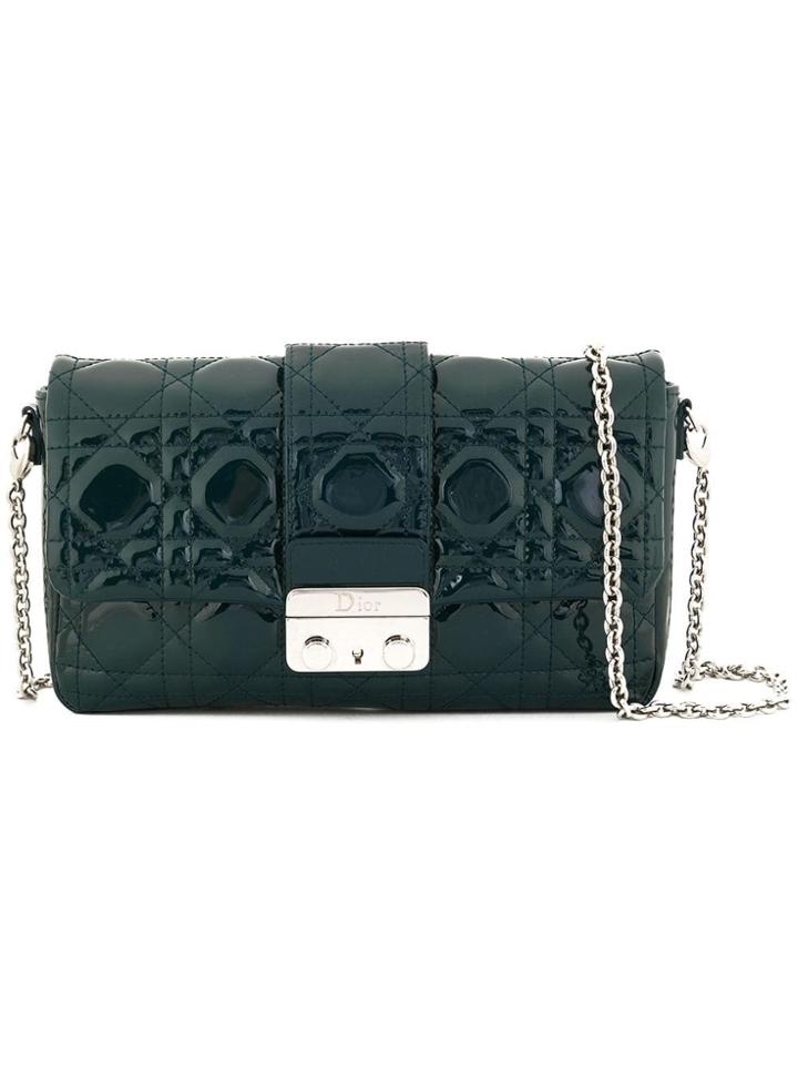 Christian Dior Vintage Cannage Chain Shoulder Wallet - Black