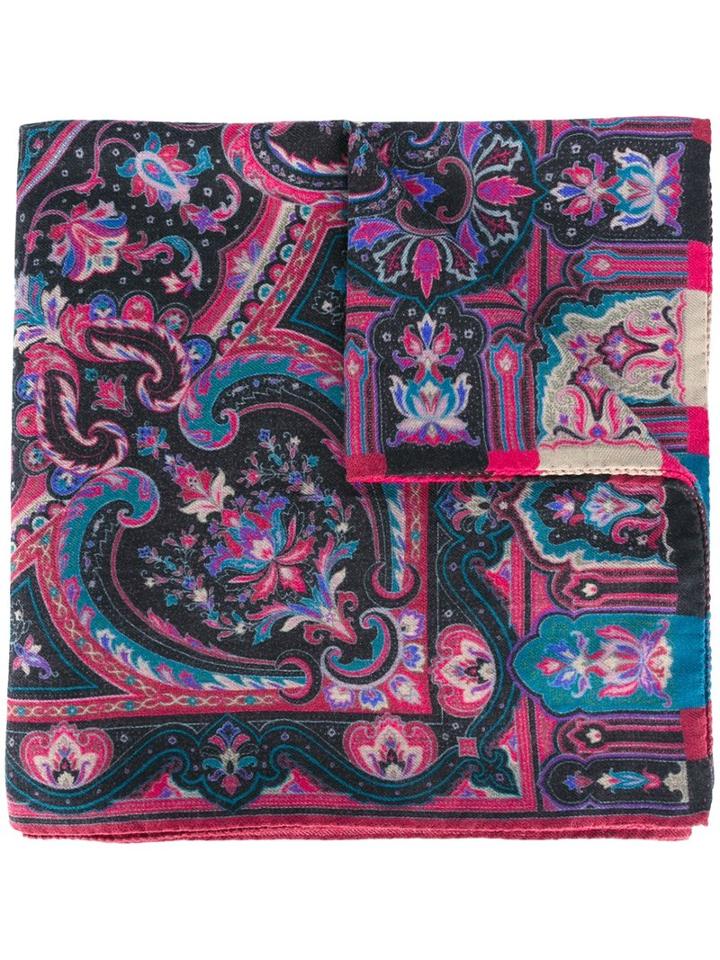 Etro Abstract Print Scarf, Women's, Pink, Silk/wool