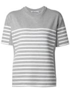 T By Alexander Wang Striped T-shirt, Women's, Size: Medium, Grey, Cotton