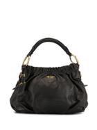 Prada Pre-owned Logo Plaque Gathered Tote - Black