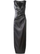 Talbot Runhof Gobelina Dress, Women's, Size: 4, Grey, Polyester/spandex/elastane/cupro