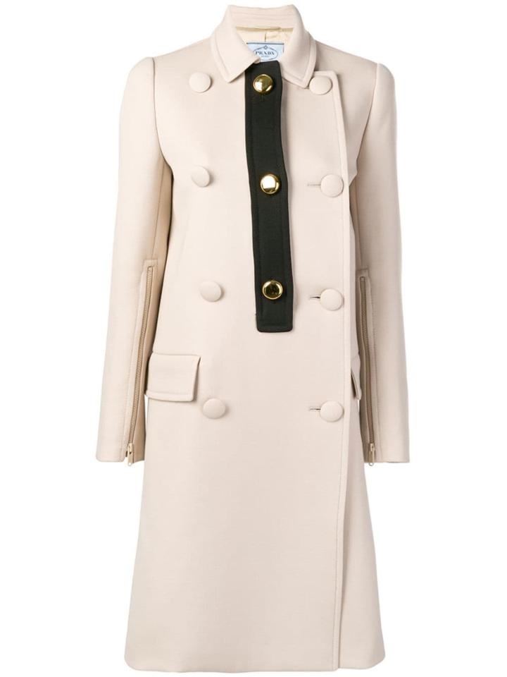 Prada Double Breasted Coat - Neutrals