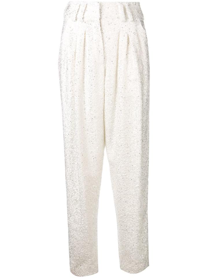 Balmain Sequin Embellished Trousers - White