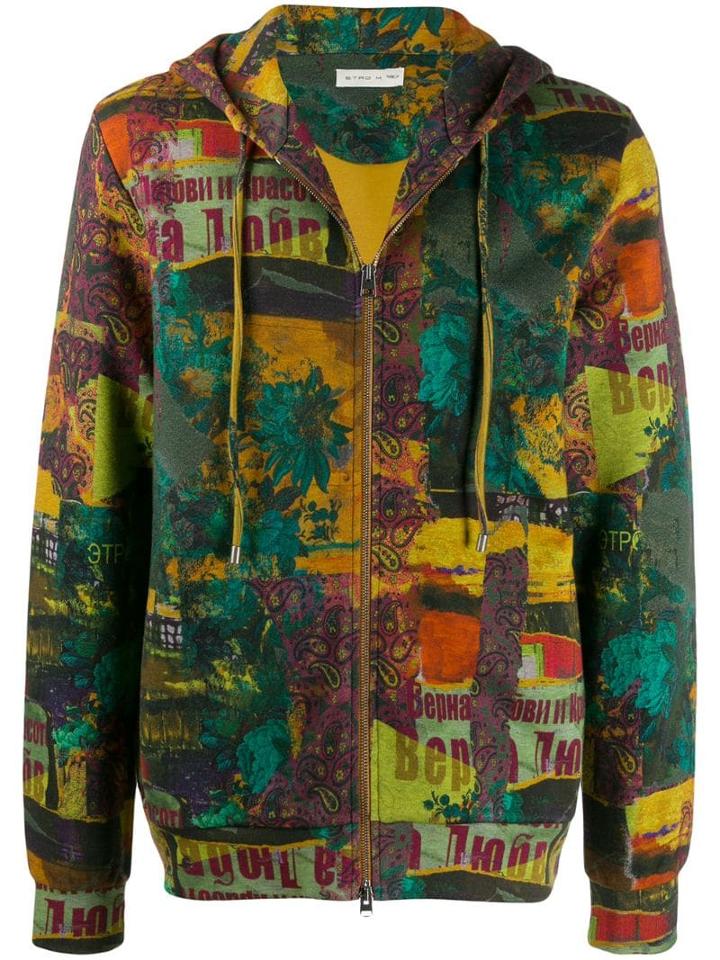 Etro Zipped Printed Jacket - Green