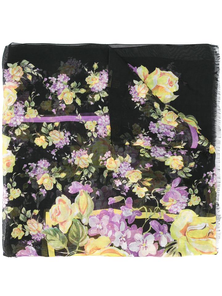 Dolce & Gabbana - Floral Print Scarf - Women - Silk - One Size, Women's, Black, Silk