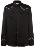 Saint Laurent Western Slim Shirt, Men's, Size: Medium, Black, Silk
