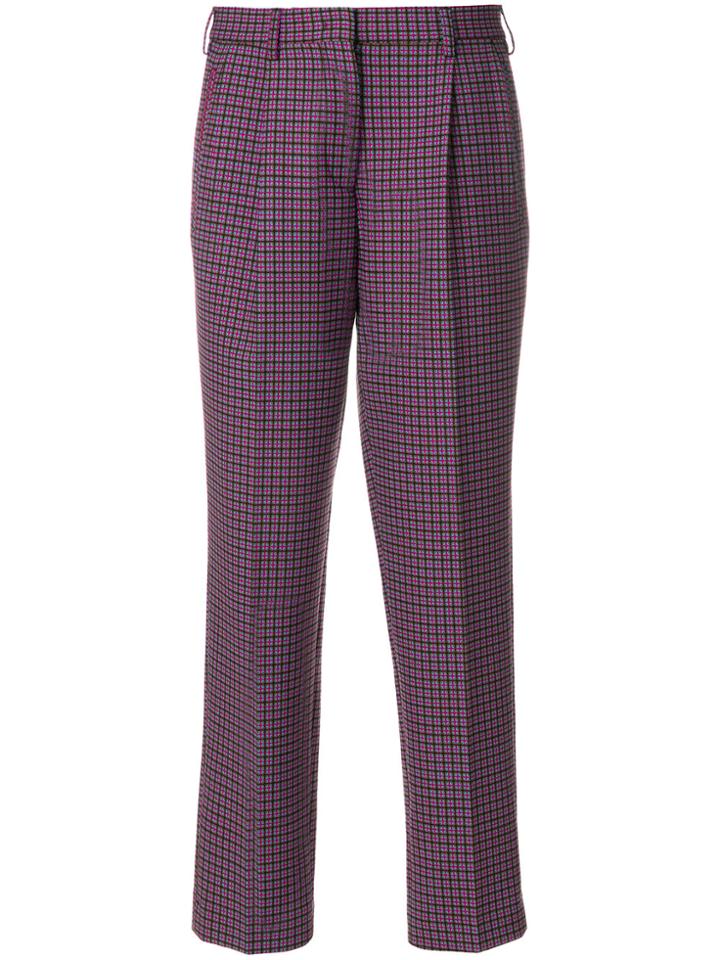 Etro Cropped High Waisted Trousers - Pink & Purple