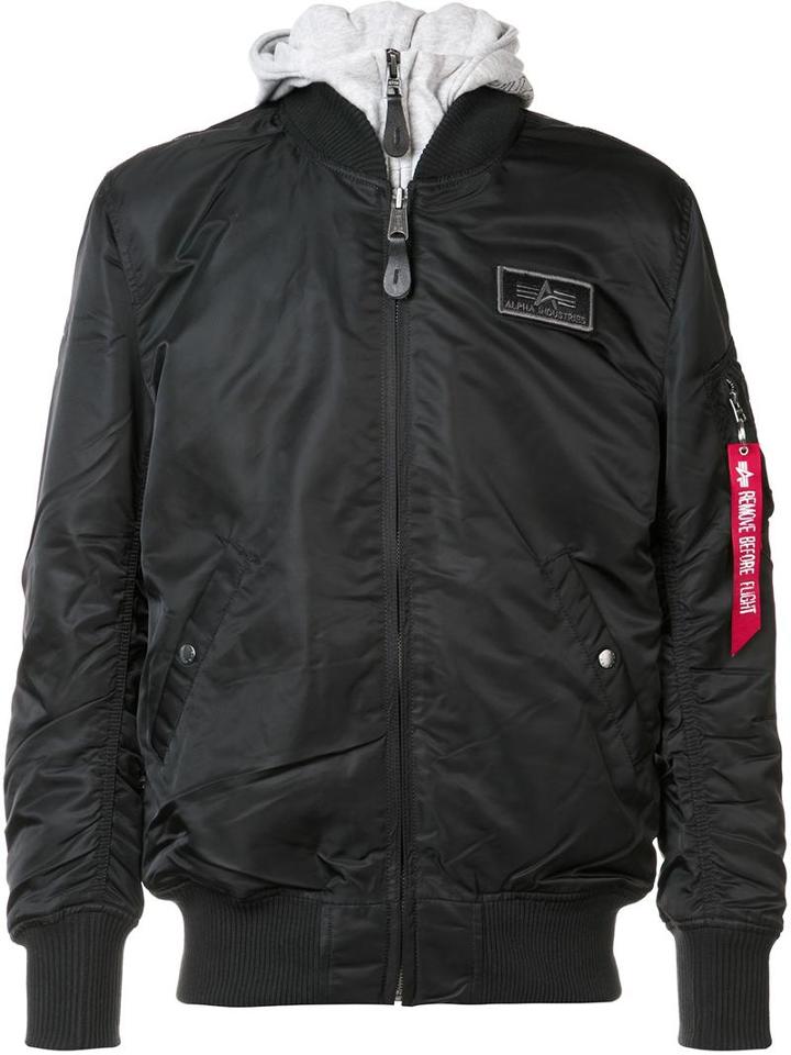 Alpha Industries Removable Hoodie Bomber Jacket, Adult Unisex, Size: Xs, Nylon/cotton/spandex/elastane