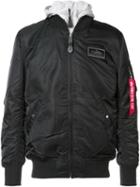 Alpha Industries Removable Hoodie Bomber Jacket, Adult Unisex, Size: Xs, Nylon/cotton/spandex/elastane