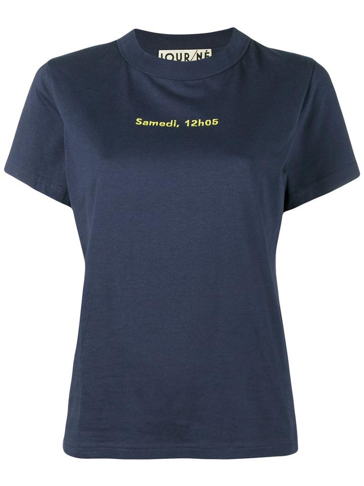 Jour/né - 'samedi, 12h05' Stitched T-shirt - Women - Cotton - 42, Women's, Blue, Cotton