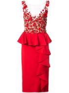 Marchesa Notte Embellished Poppy Dress - Red