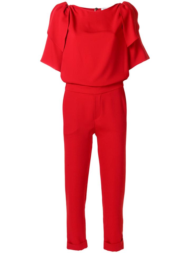 P.a.r.o.s.h. Ruffle Detail Crepe Jumpsuit - Red