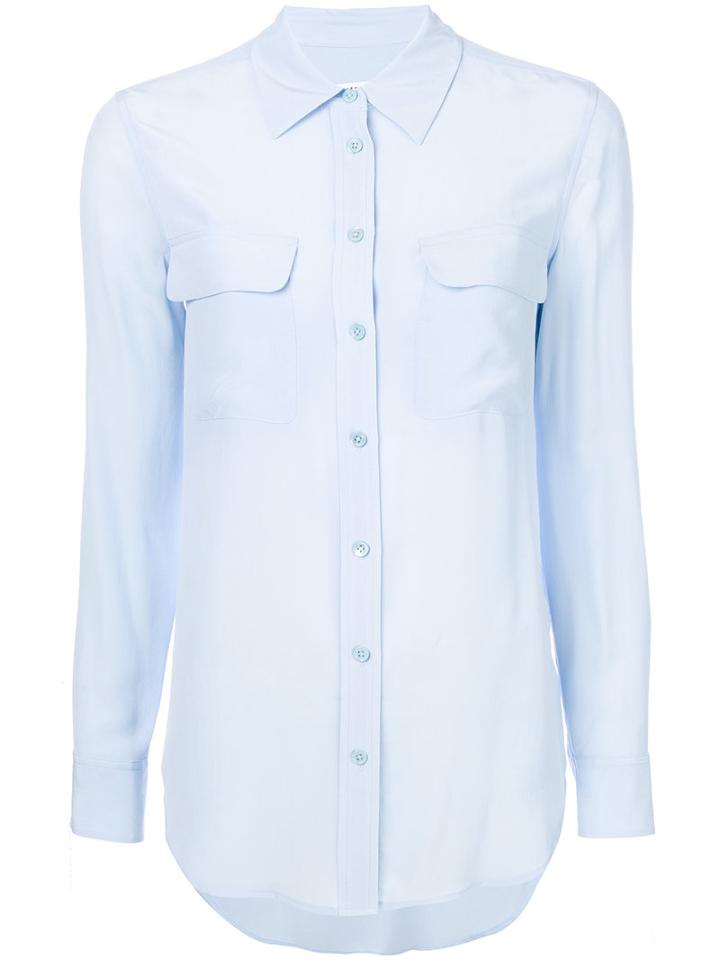 Equipment - Pocket Detail Shirt - Women - Silk - Xs, Blue, Silk