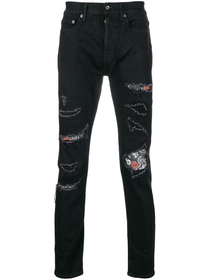 Overcome Distressed Straight-leg Jeans - Black