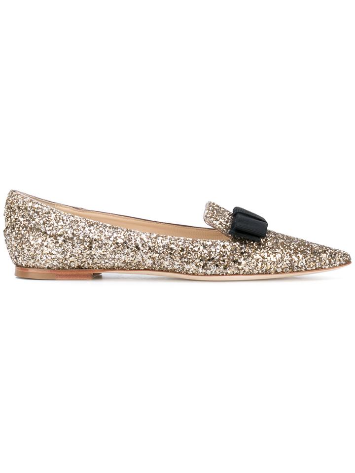 Jimmy Choo 'galasao' Glittered Ballerina Flats - Metallic