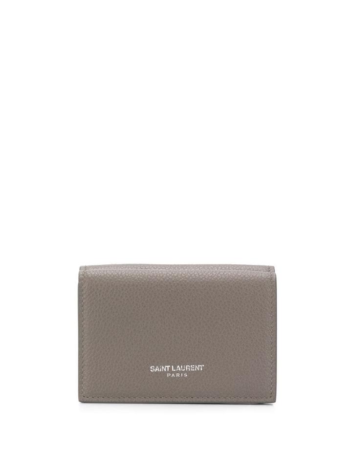 Saint Laurent Logo Print Wallet - Grey