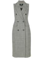 Paule Ka Double Breasted Button Front Plaid Dress - Grey