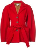Isa Arfen Belted Fitted Coat - Red