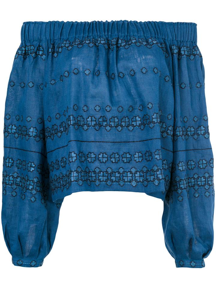Vita Kin Embroidered Off-shoulder Blouse - Blue