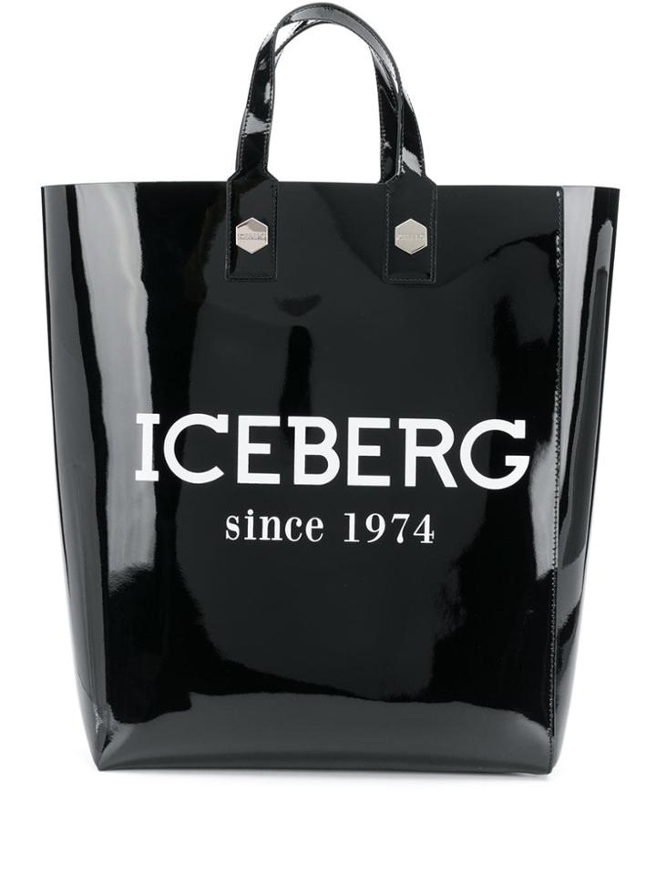 Iceberg Patent Tote Bag - Black