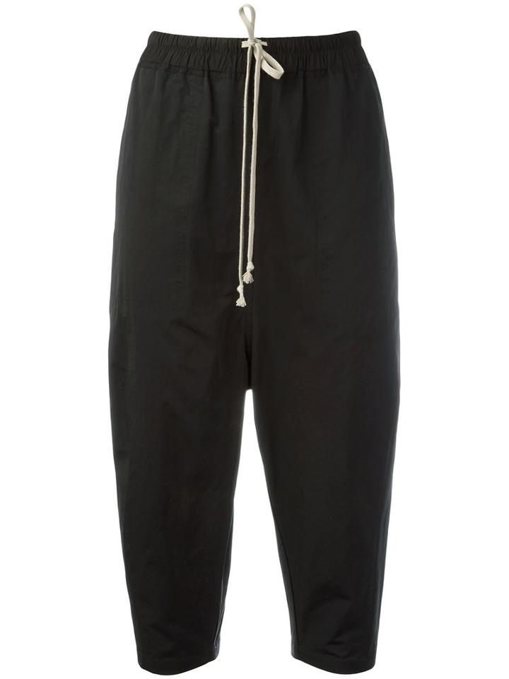 Rick Owens Drkshdw Drawstring Cropped Trousers, Women's, Size: Medium, Black, Cotton/polyamide