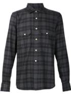 Kiton Plaid Button Down Shirt, Men's, Size: Xl, Grey, Cashmere