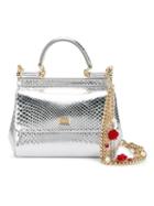 Dolce & Gabbana Small Sicily Tote, Women's, Grey, Cotton/leather/metal