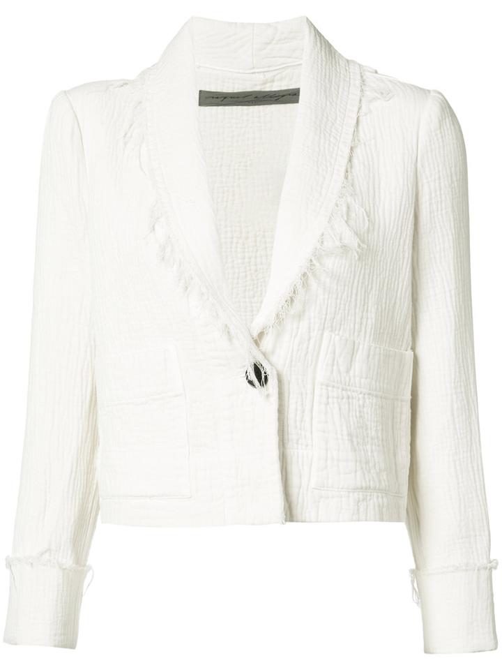 Raquel Allegra - One Button Jacket - Women - Cotton/rayon - 0, White, Cotton/rayon