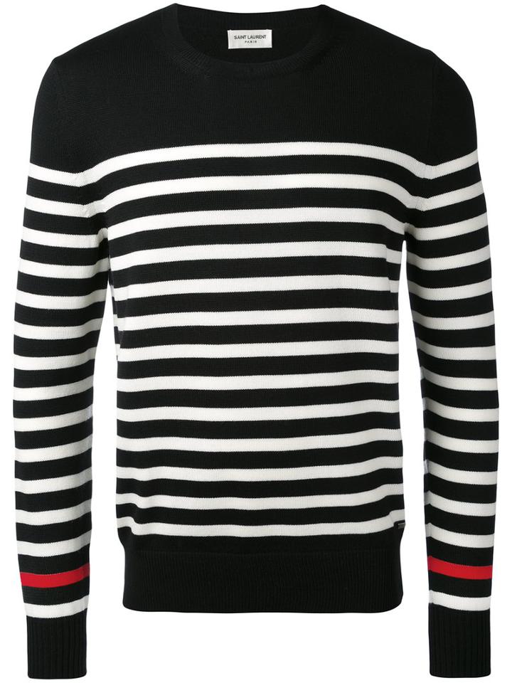 Saint Laurent - Striped Knitted Sweater - Men - Wool - M, Black, Wool