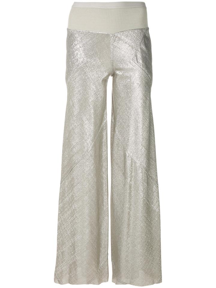 Rick Owens Lilies Metallic Effect Flared Trousers - Nude & Neutrals