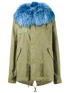 Mr & Mrs Italy - Unlined Parka Jacket With Contrasting Raccoon Fur Hood - Women - Cotton/racoon Fur - Xxs, Women's, Green, Cotton/racoon Fur