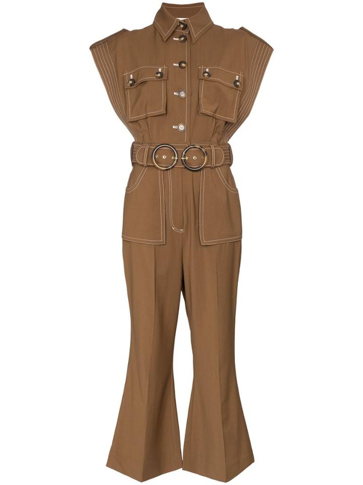 Zimmermann Zippy Virgin Wool Safari Jumpsuit - Brown
