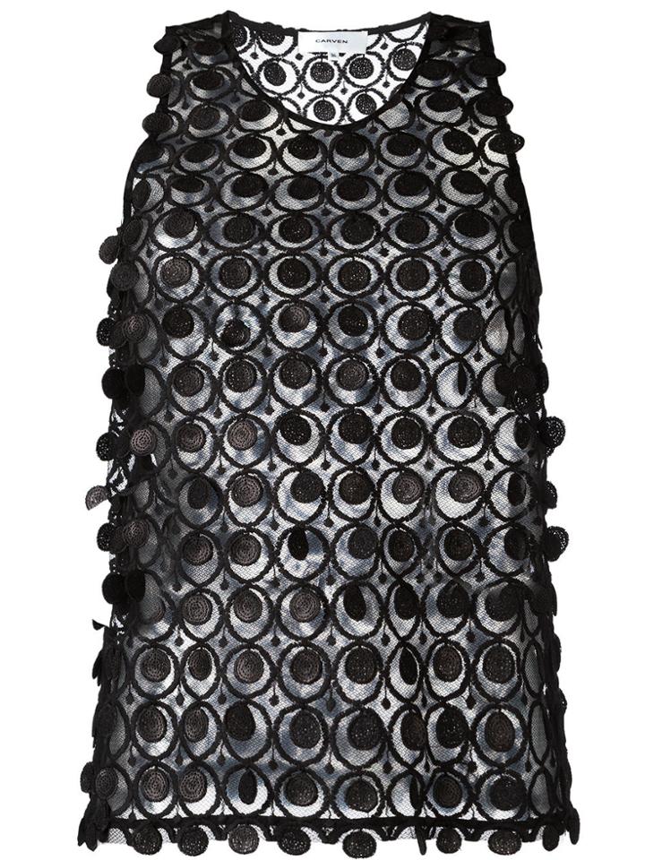 Carven Geometric Sheer Tank - Black