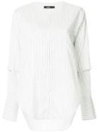 Bassike Striped Collarless Shirt - White