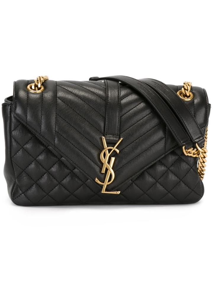 Saint Laurent - Medium 'monogram' Shoulder Bag - Women - Leather/brass - One Size, Black, Leather/brass
