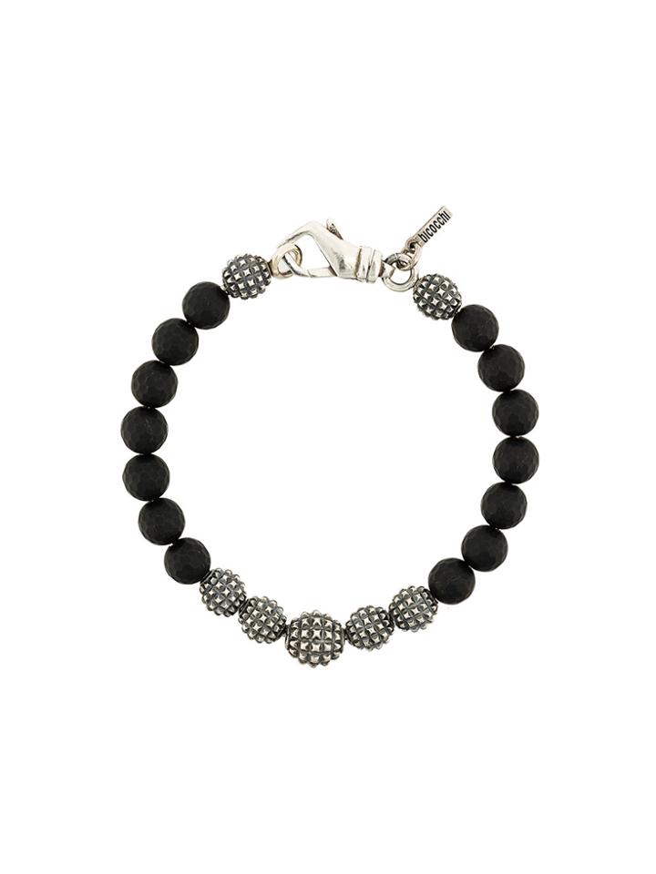 Emanuele Bicocchi Round Shape Embellished Bracelet - Black