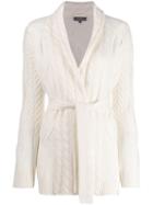 N.peal Belted Cable Knit Cardigan - White