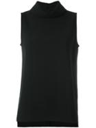 P.a.r.o.s.h. Back Collar Sleeveless Blouse, Women's, Size: Medium, Black, Polyester/spandex/elastane