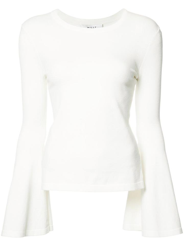 Milly Flared Sleeves Blouse, Women's, Size: Large, White, Viscose/polyester