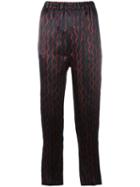 Isabel Marant Chevron Striped Print Trousers, Women's, Size: 42, Black, Silk